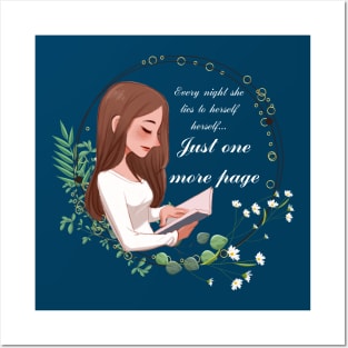 Book worm "Just one more page" design Posters and Art